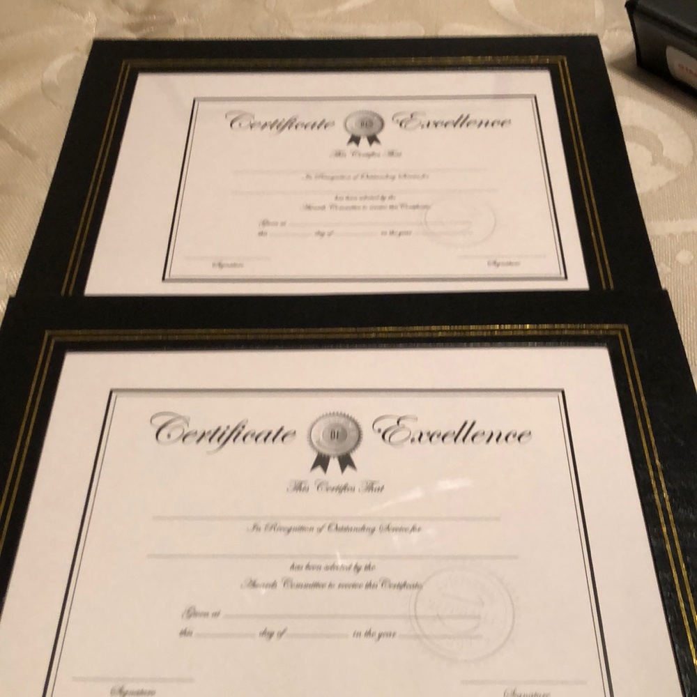 Certificate of excellence